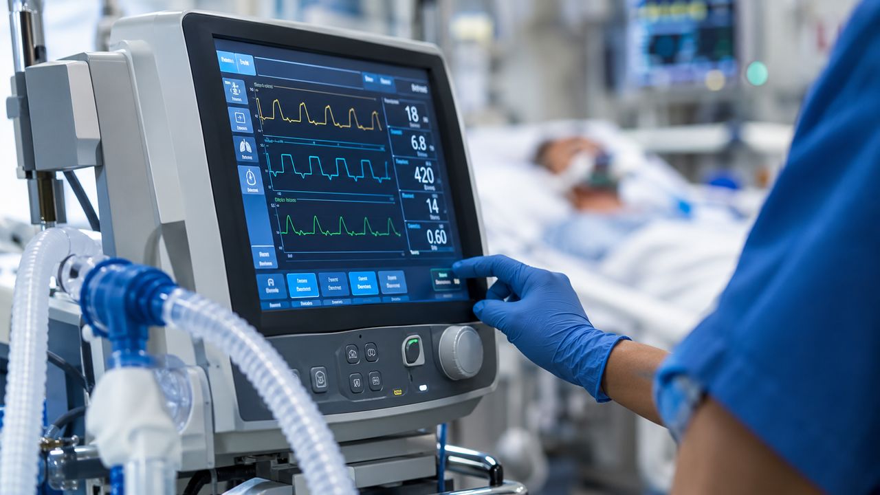 Ventilador mecánico en una instalación hospitalaria
